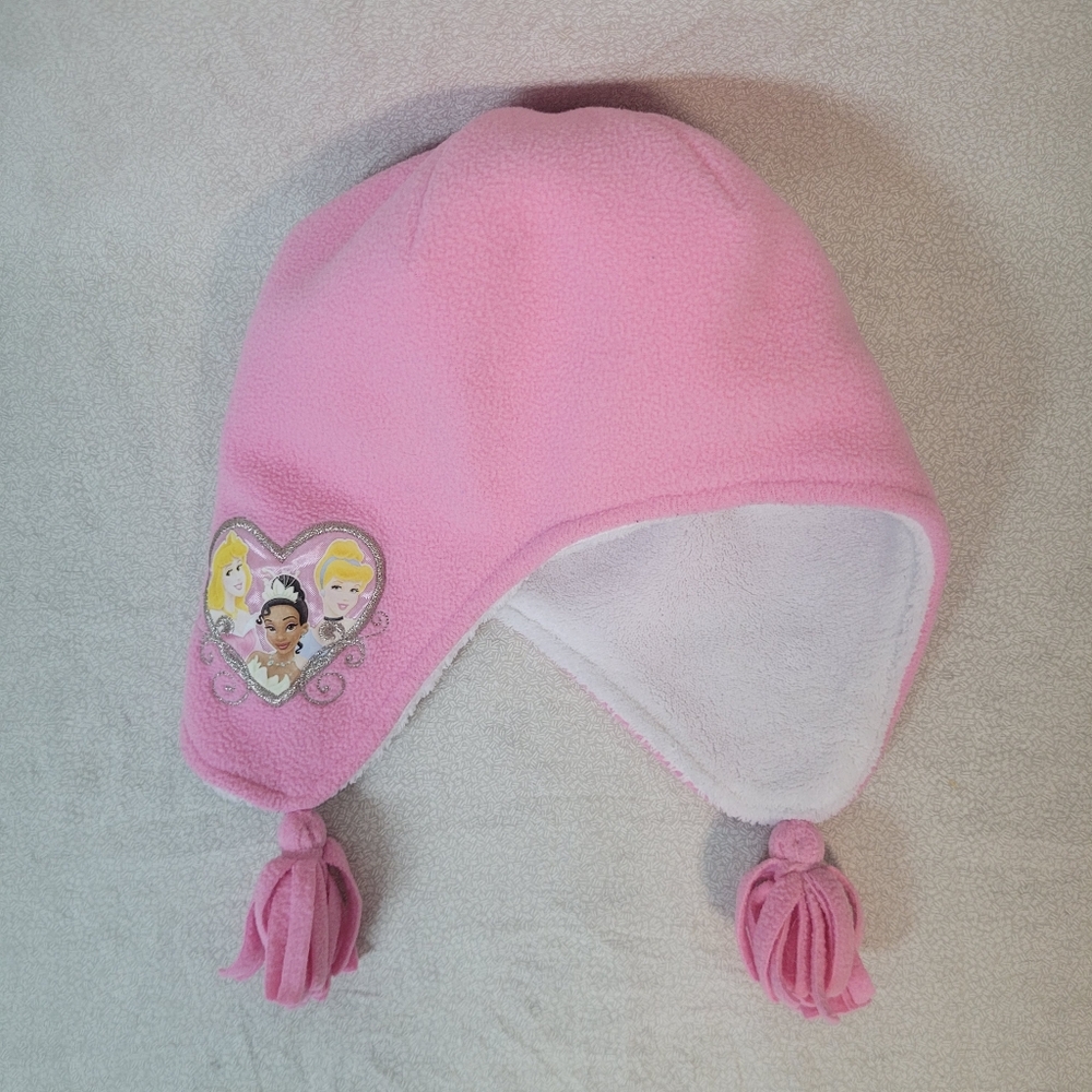 Disney Princess Winter Hat, Toddler, Pink Fleece, Tassles, Embroidered